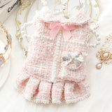 Coco step aside! Paris couture for your baby bling! So chic. All of the embellishments your little boo bug could wish for! Pearls and gold trim accentuate this little tweed charmer. Channel your Chanel and step out in style!