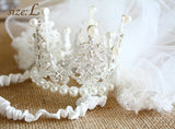 Haute Couture-Luxurious Faux Diamond Crown Tiara With Veil.