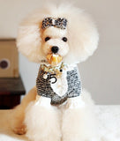 Luxurious Classic Pink Or Black Bow, No. 5, Adjustable Pet Collar Necklace With Charms And Beads.