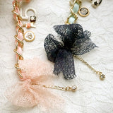 Luxurious Classic Pink Or Black Bow, No. 5, Adjustable Pet Collar Necklace With Charms And Beads.
