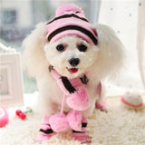 Keep your Furbie Warm With This Knitted Striped Hat, Scarf and Leg Warmer Combo.  You Cant Get Any Cuter Than This! Multiple Colors