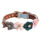 Parisian Flower Collar. Cute Shiny Rhinestone and Faux Leather Collar Necklace. Adjustable Size For Small and Medium Pets
