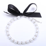 Faux Pearl Necklace with Black Satin Ribbon Tie Closure. Every Fur Baby Should Have a String of Pearls In Their Collection.