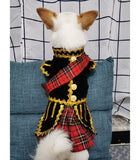 Haute Couture-Scottish Plaid Kilt Made In The Royal Style With Velvet Uniform, Specialty Tuxedo Suit