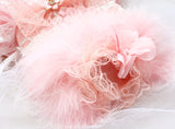 Haute Couture Handmade Princess Dress, Trimmed In Luxurious Feathers And Lace, Flower Appliques and More.