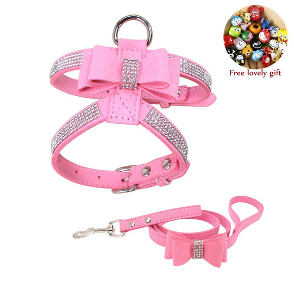 Shiny Rhinestone Bow Harness and Leash Combo. Walk Your Fur Baby In High Style With This Matching Set.