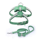 Shiny Rhinestone Bow Harness and Leash Combo. Walk Your Fur Baby In High Style With This Matching Set.