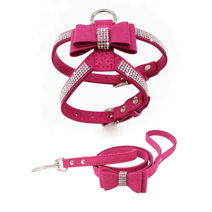 Shiny Rhinestone Bow Harness and Leash Combo. Walk Your Fur Baby In High Style With This Matching Set.