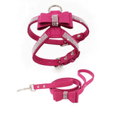 Shiny Rhinestone Bow Harness and Leash Combo. Walk Your Fur Baby In High Style With This Matching Set.