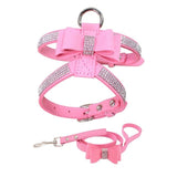 Shiny Rhinestone Bow Harness and Leash Combo. Walk Your Fur Baby In High Style With This Matching Set.