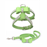 Shiny Rhinestone Bow Harness and Leash Combo. Walk Your Fur Baby In High Style With This Matching Set.