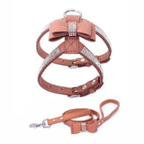 Shiny Rhinestone Bow Harness and Leash Combo. Walk Your Fur Baby In High Style With This Matching Set.
