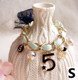 Luxurious Classic Pink Or Black Bow, No. 5, Adjustable Pet Collar Necklace With Charms And Beads.