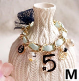 Luxurious Classic Pink Or Black Bow, No. 5, Adjustable Pet Collar Necklace With Charms And Beads.