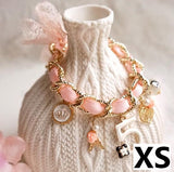 Luxurious Classic Pink Or Black Bow, No. 5, Adjustable Pet Collar Necklace With Charms And Beads.