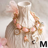 Luxurious Classic Pink Or Black Bow, No. 5, Adjustable Pet Collar Necklace With Charms And Beads.