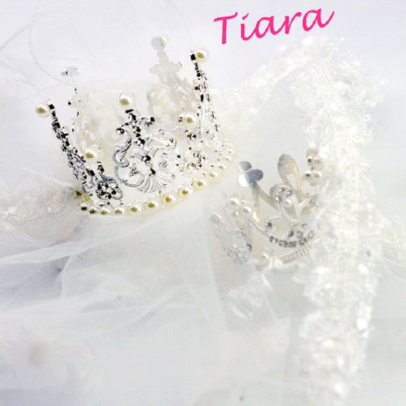 Haute Couture-Luxurious Faux Diamond Crown Tiara With Veil.