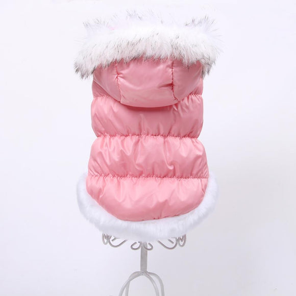 Deluxe Puffer Coat with Faux Fur Trim and Polar Fleece Lining. So chic and comes in 4 colors. You fur baby will be so cozy in this fancy jacket.