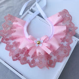High Fashion Lace Collar with Grosgrain Bow. Comes in multiple colors and sizes. Stylize your fur baby for any occasion..