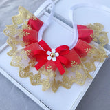 High Fashion Lace Collar with Grosgrain Bow. Comes in multiple colors and sizes. Stylize your fur baby for any occasion..