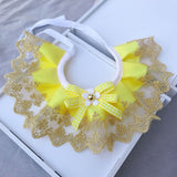 High Fashion Lace Collar with Grosgrain Bow. Comes in multiple colors and sizes. Stylize your fur baby for any occasion..