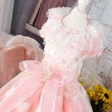 Haute Couture-Handmade Trailing Princess Dress Luxurious  Special Occasion or Wedding Gown In  Pink