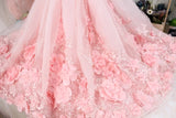 Haute Couture-Handmade Trailing Princess Dress Luxurious  Special Occasion or Wedding Gown In  Pink