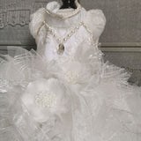 Haute Couture Wedding Dress. A Fairy-Tale Classic White Tulle And Lace Ball Gown With Chapel Train