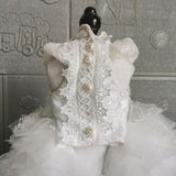 Haute Couture Wedding Dress. A Fairy-Tale Classic White Tulle And Lace Ball Gown With Chapel Train