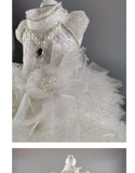 Haute Couture Wedding Dress. A Fairy-Tale Classic White Tulle And Lace Ball Gown With Chapel Train