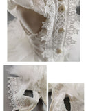 Haute Couture Wedding Dress. A Fairy-Tale Classic White Tulle And Lace Ball Gown With Chapel Train