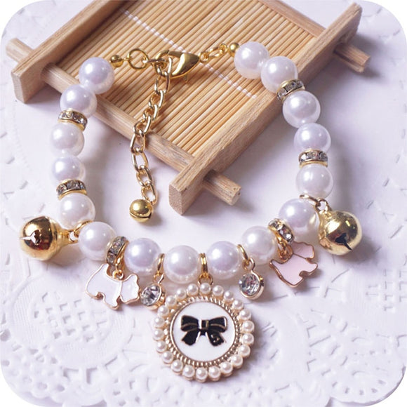 Princess Pearl Pet Necklace With Charms. Comes In Several Variations. Coco Would Approve This High Style Glam Accessories.