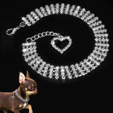 Ultimate Bling Collar Necklace With 4 Rows of Rhinestones and a Heart Pendant Clasp. Comes In S, M, L. Ultimate Luxury.