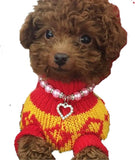 Elegant Faux Pearl, Rhinestone Heart & Crystal Bead Pet Collar Necklace. Comes in S, M, L and multiple colors.