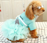 Designer Style Puppy Love Dress. Spring and Summer Tutu Dress. Secure Front Snap Closure With Ribbon and Faux Pearl Embellishment.